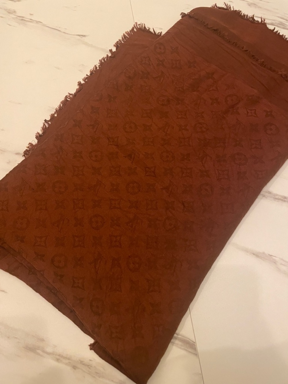 Louis Vuitton Rust Brown Monogram Throw